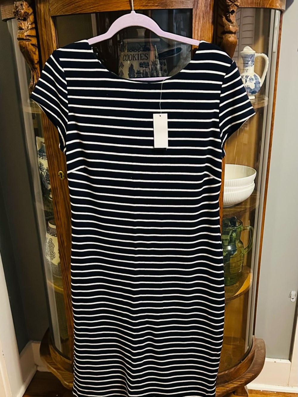 Premise dark Navy  and White Striped Midi Dress